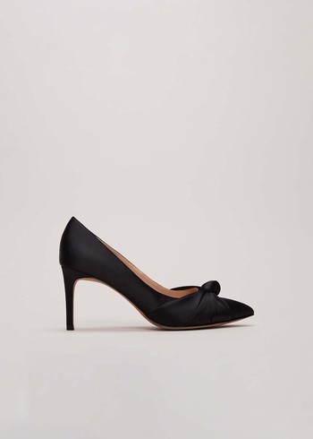 Phase Eight Black Satin Court Heels Black Australia | HT2863915